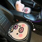 汽车坐垫单片可爱卡通ins网红四季 通用 亚麻三件套车用座椅垫四季