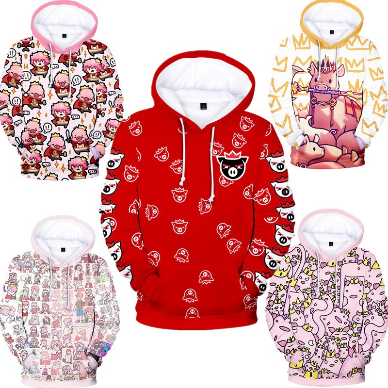 2024新品亚马逊猪血神皇technoblade3D数码印花连帽衫cos周边卫衣