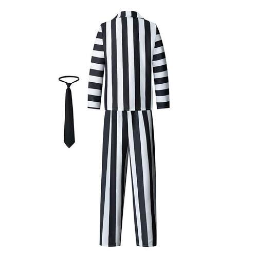 2024爆款阴间大法师甲壳虫汁beetlejuice2成人黑白纹角色扮演服装