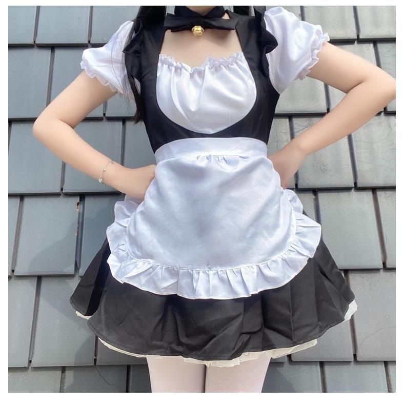 原创日系女lolita女仆装女士白黑色连衣裙情趣性感制服套装女装