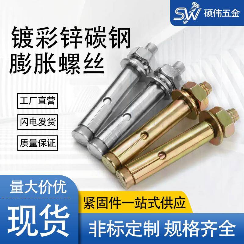 新款彩锌膨胀螺丝大全国标膨胀螺栓加长吊顶拉爆加厚爆炸螺丝图片