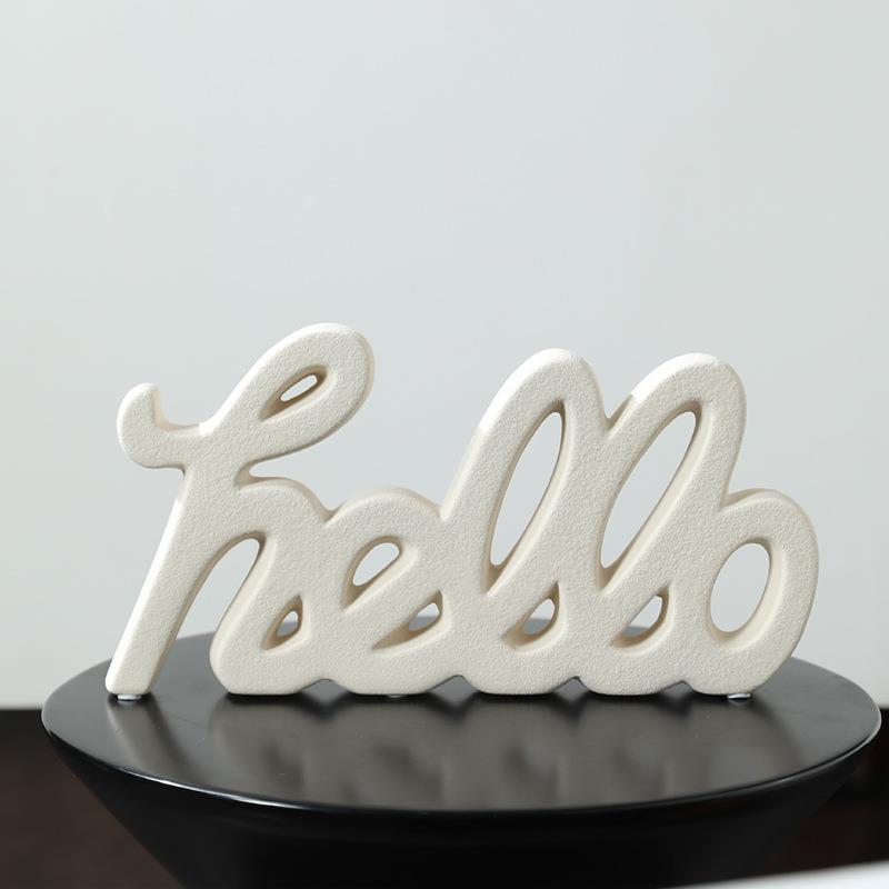 HELLO字母陶瓷摆件现代简约客厅家居入门玄关电视酒柜软装饰品