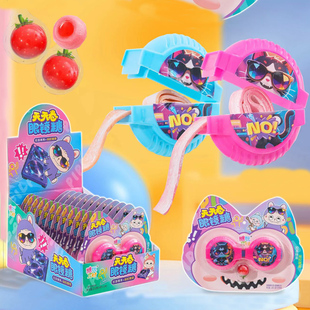 天天卷眼镜糖胶基糖果泡泡糖卷水果味软糖儿童零食玩具糖果批发