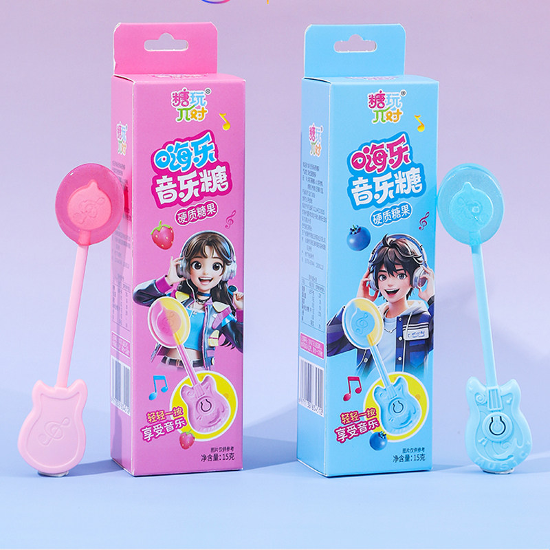 小哪吒音乐棒棒糖流行音乐糖卡通造型果味音乐糖儿童玩具糖果批发