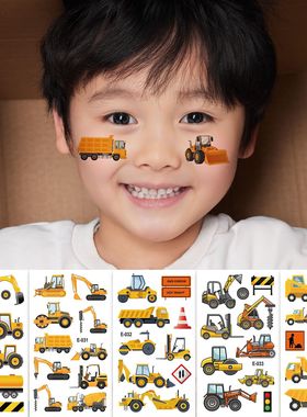 工程车纹身贴儿童可水洗男孩防水奖励卡通汽车贴宝宝小图案贴画贴纸