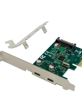 PCI-E X4 ASM1142 内置双口TYPE C USB 3.1扩展卡 超高速10G传输