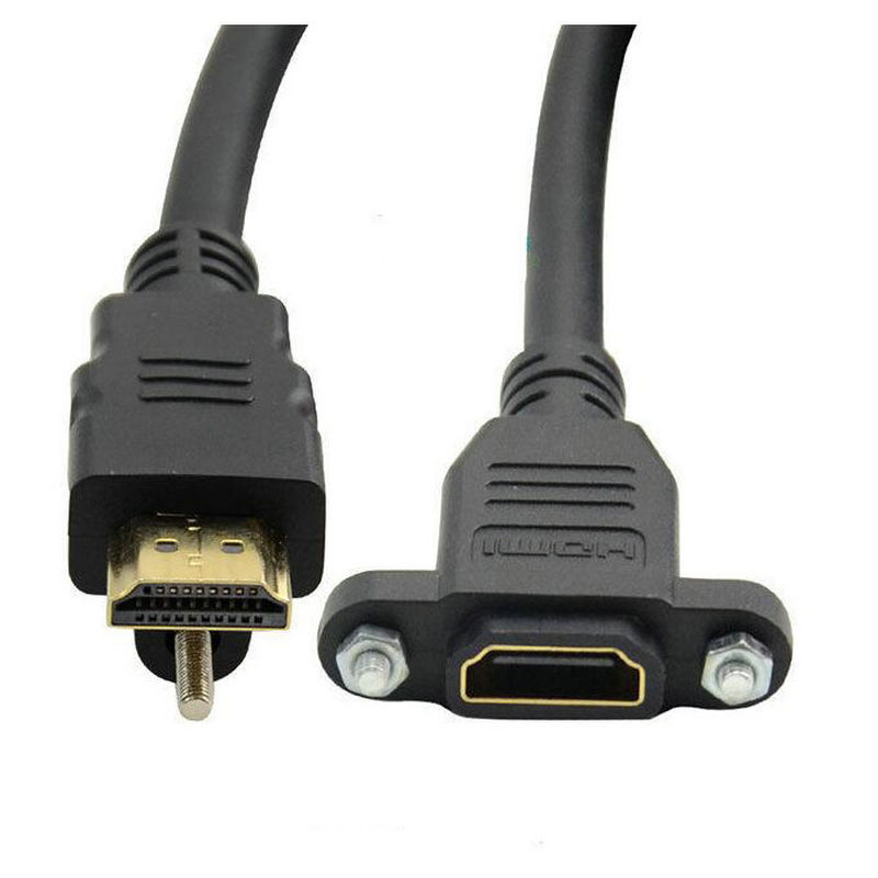 HDMI高清线，带螺丝HDMI公对母延长线，带螺丝孔可固定面板线