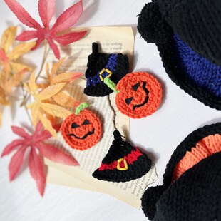 Lazy Pet韩国宠物猫狗万圣节南瓜P头女巫帽头饰发夹胸针