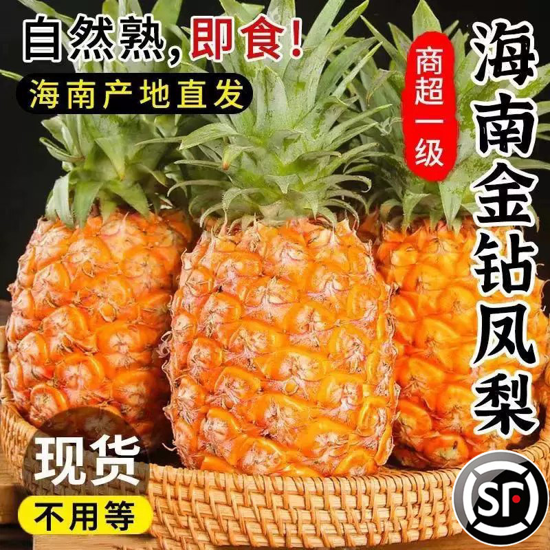 正宗海南金钻凤梨9斤新鲜热带风梨当季水果香水菠萝脆甜整箱包邮5