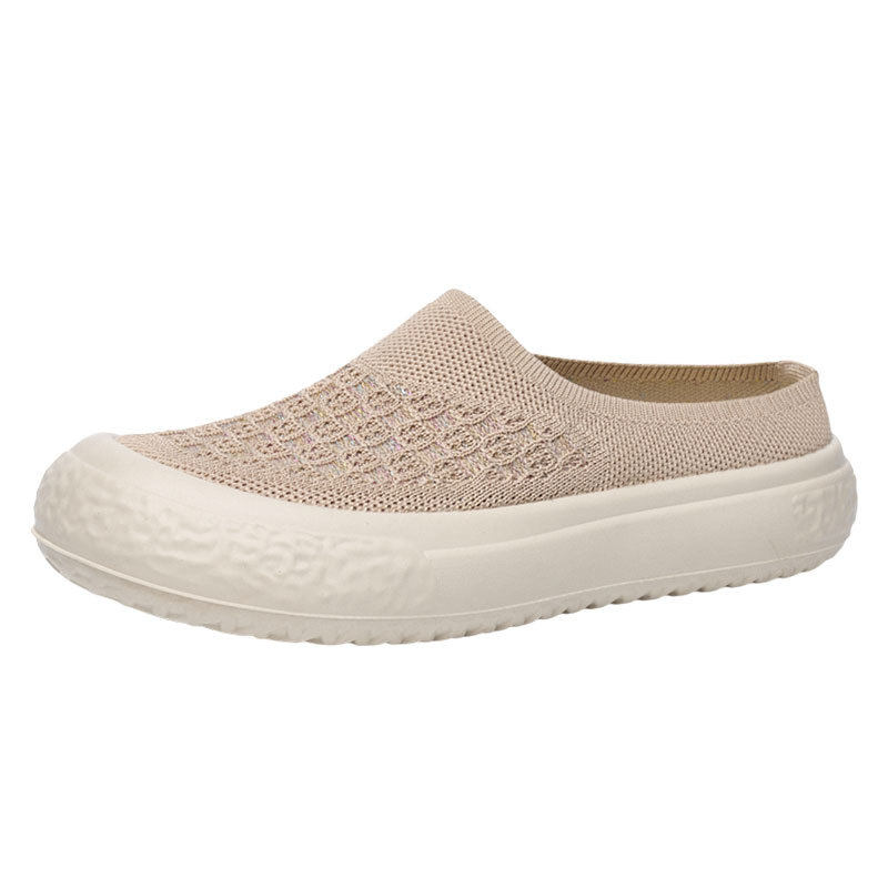 SUMMER IS HERE AND MESH SEMI-SLIPPERS ARE READY TO BUY  KNITTED BREATHABLE SOFT-SOLED SLIP-ON PRINCESS SHOES
