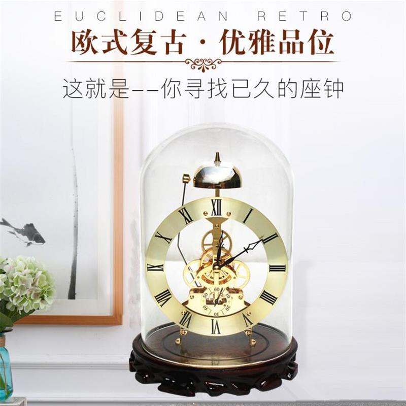 台钟实木座钟复古美式坐式时钟家用客厅桌面台式摆钟老式钟表摆件