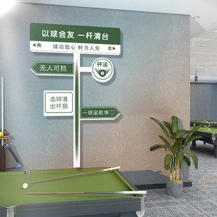 台球厅墙面装饰画网红路牌摆件拍照区桌球室挂画氛围布置背景墙贴
