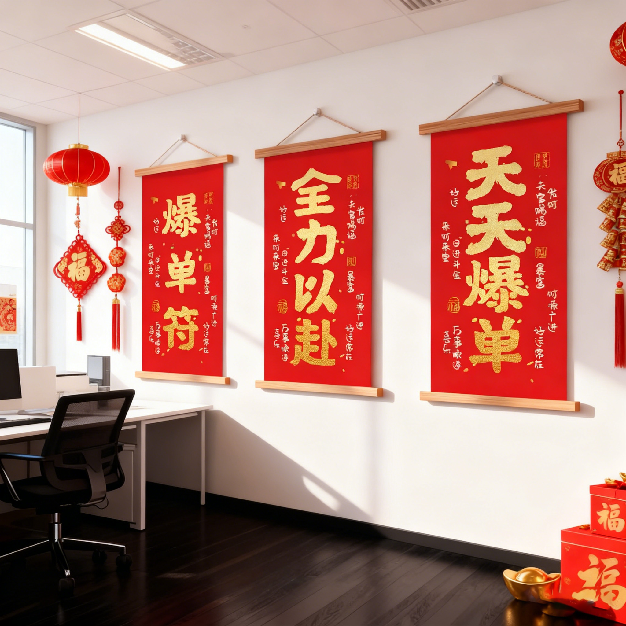 办公室氛围布置爆单挂画爆单符贴纸挂轴电商公司文化墙贴企业装饰