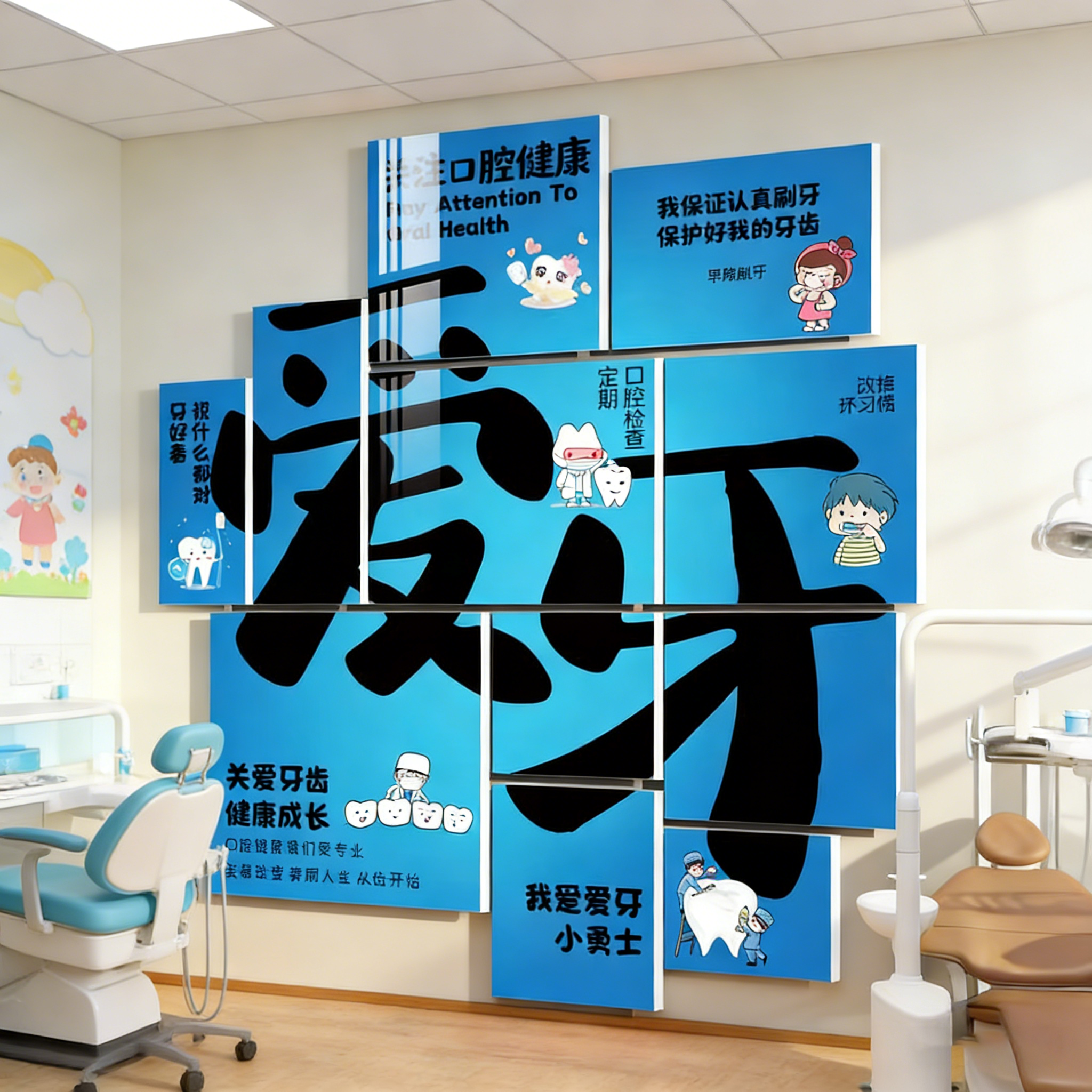 儿童口腔诊所墙面装饰牙科宣传挂画医院门诊背景文化墙贴广告海报,家居饰品,文化墙贴,淘宝优惠券,粉丝福利购,淘宝优惠卷