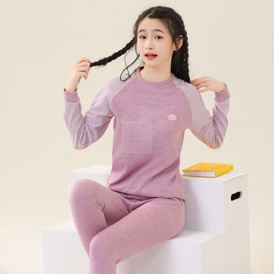 女秋衣秋裤大童青少年德绒保暖内衣套装少女初中生高中学生打底衫