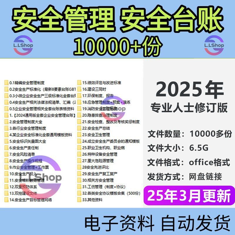 安全生产管理制度全套企业标准化台账资料材应急预案责任制电子版