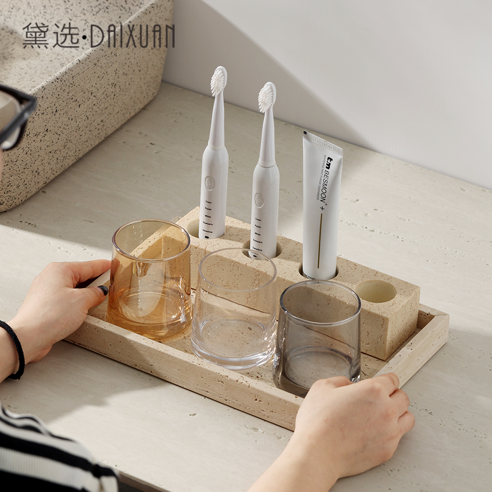 洗漱杯套装漱口杯刷牙杯牙膏牙刷架电动牙刷置物架大理石洗漱套装
