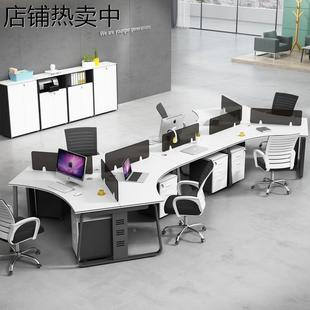 简约现代职员办公桌3人6人组合异形电脑桌卡位员工桌椅组合家具