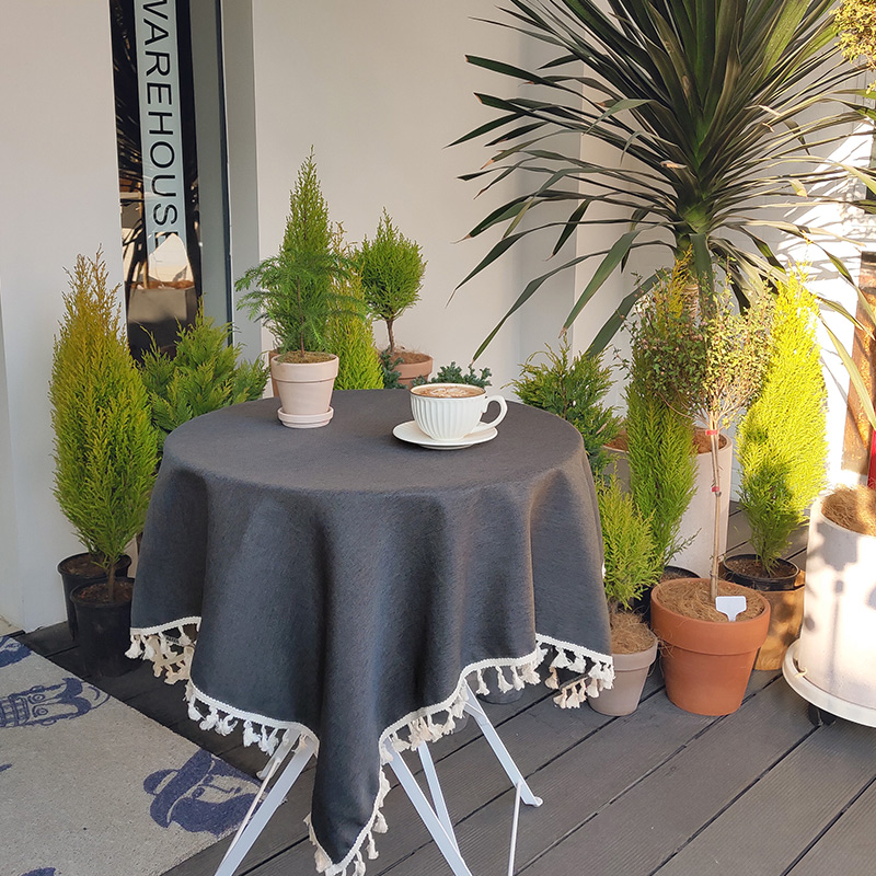 餐桌布艺棉麻风纯色日式素色茶几