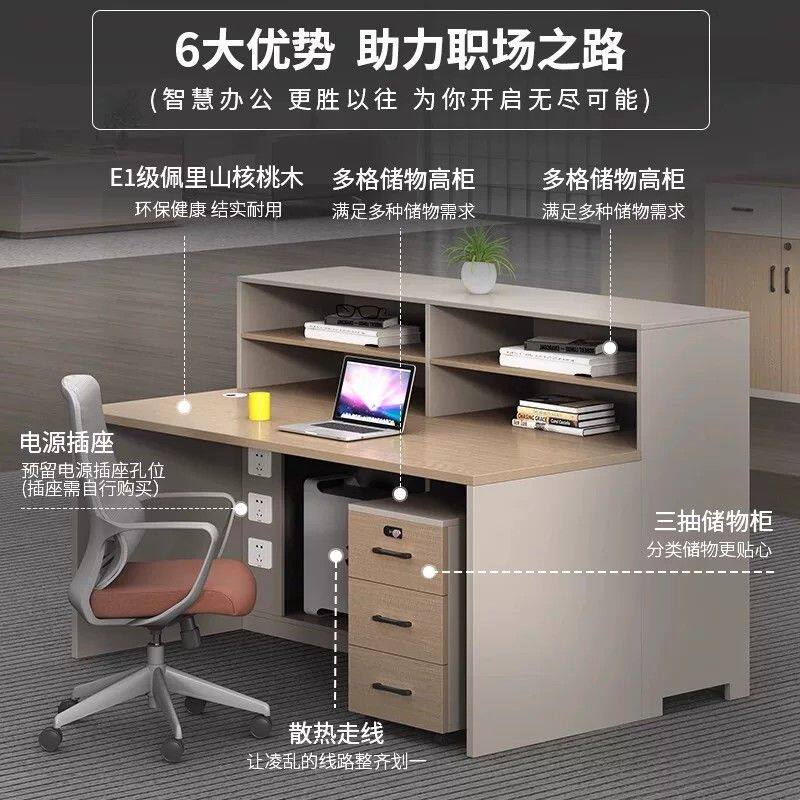 办公桌椅组合简约现代职员工位卡座二6四4人位白色办公桌子办公室