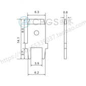 国赛6.3平脚定位插片PC板插片焊片焊接插端子插簧厚0.8插片1000只