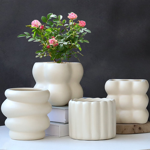 ins风治愈系奶油风陶瓷花盆合集