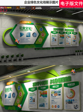企业绿色文化墙展示企业文化精神科技文化墙立体文化墙广告素材图