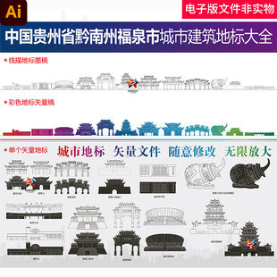 福泉地标福泉标志性建筑中国贵州省黔南州福泉市城市建筑地标素材