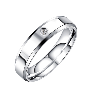 镶钻简约素圈戒指情侣对戒男女款轻奢高级感闭口钛钢不掉色可刻字