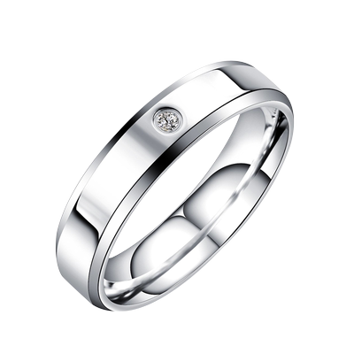 舒妃娅男女同款钛钢简约镶钻戒指