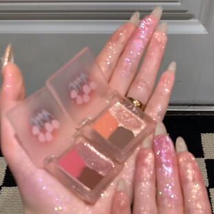 夏日多色系眼影盘哑光珠光落日粉色烟熏紫色系韩妆眼影小盘便携式