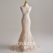 一字肩蕾丝轻婚纱气质高级感鱼尾出门纱森系超仙小众迎宾订婚礼服