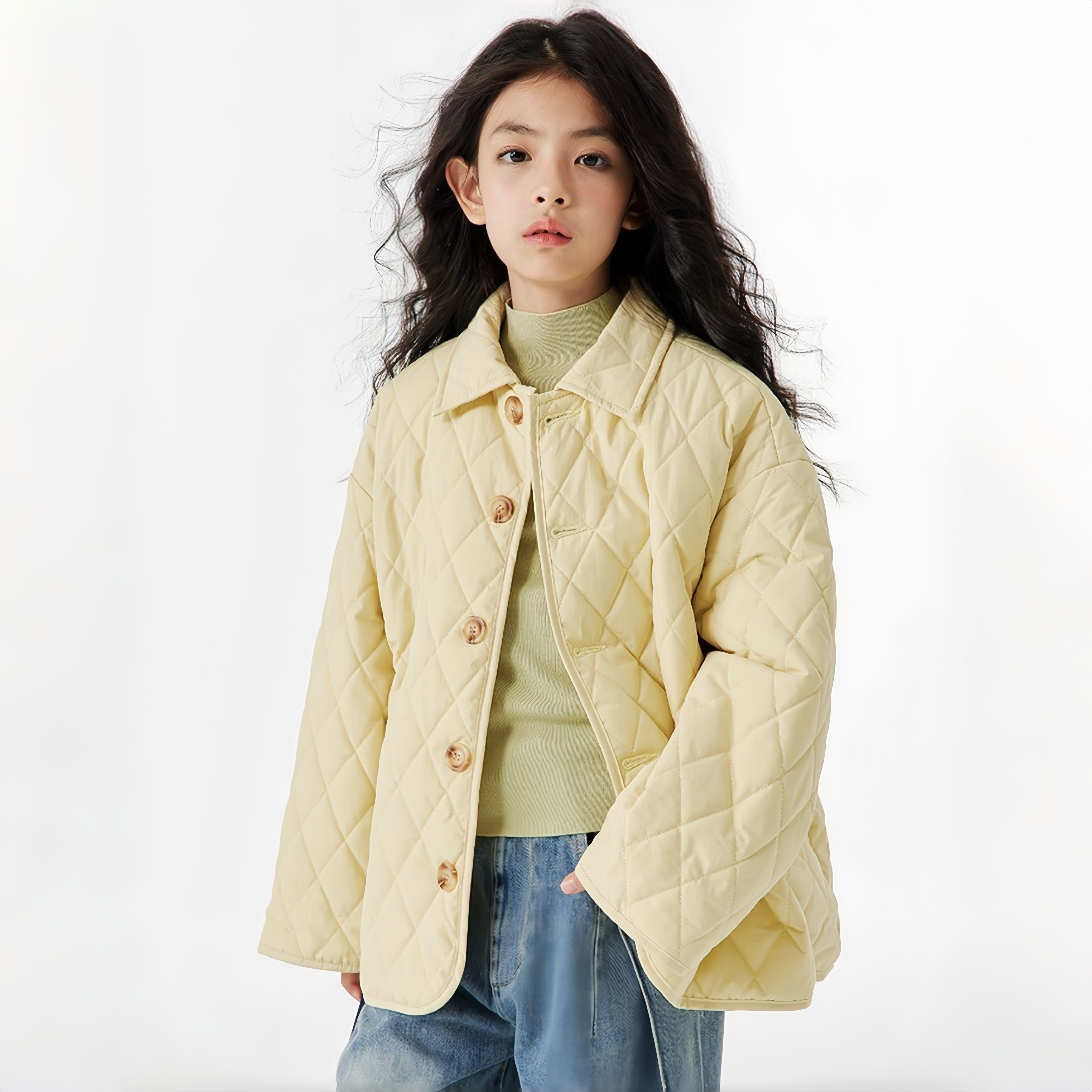 女童秋冬洋气保暖棉服外套