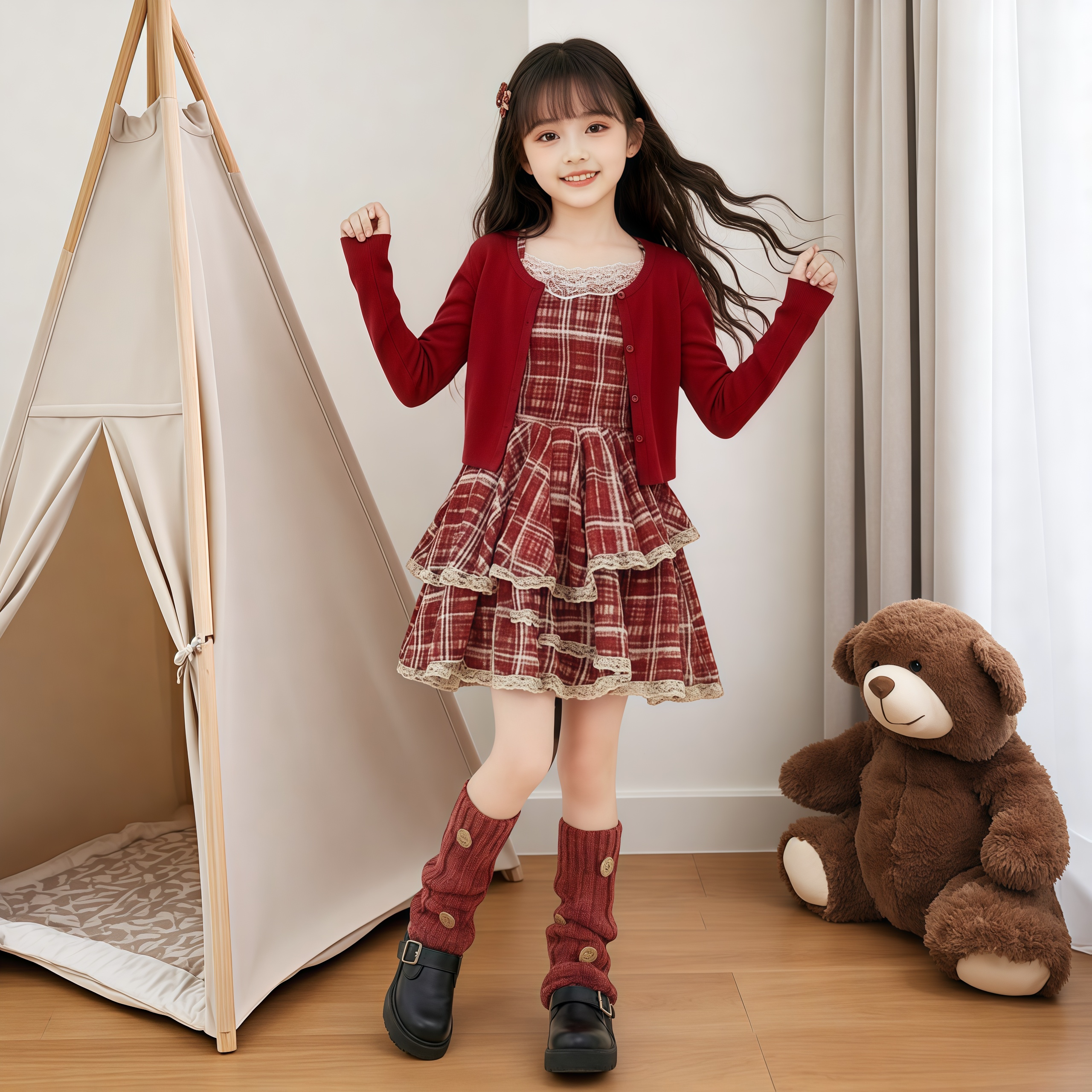 女童春装连衣裙套装2026新款儿童春季裙子女孩开衫外套吊带裙两件