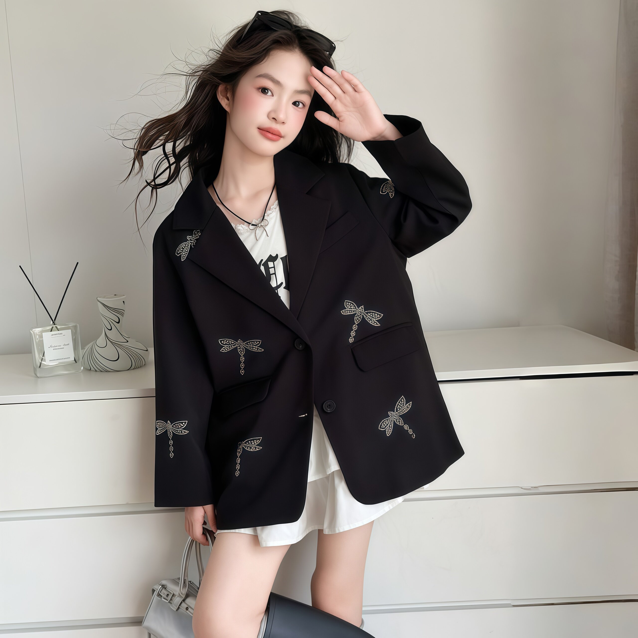 女童黑色小西装洋气演出礼服