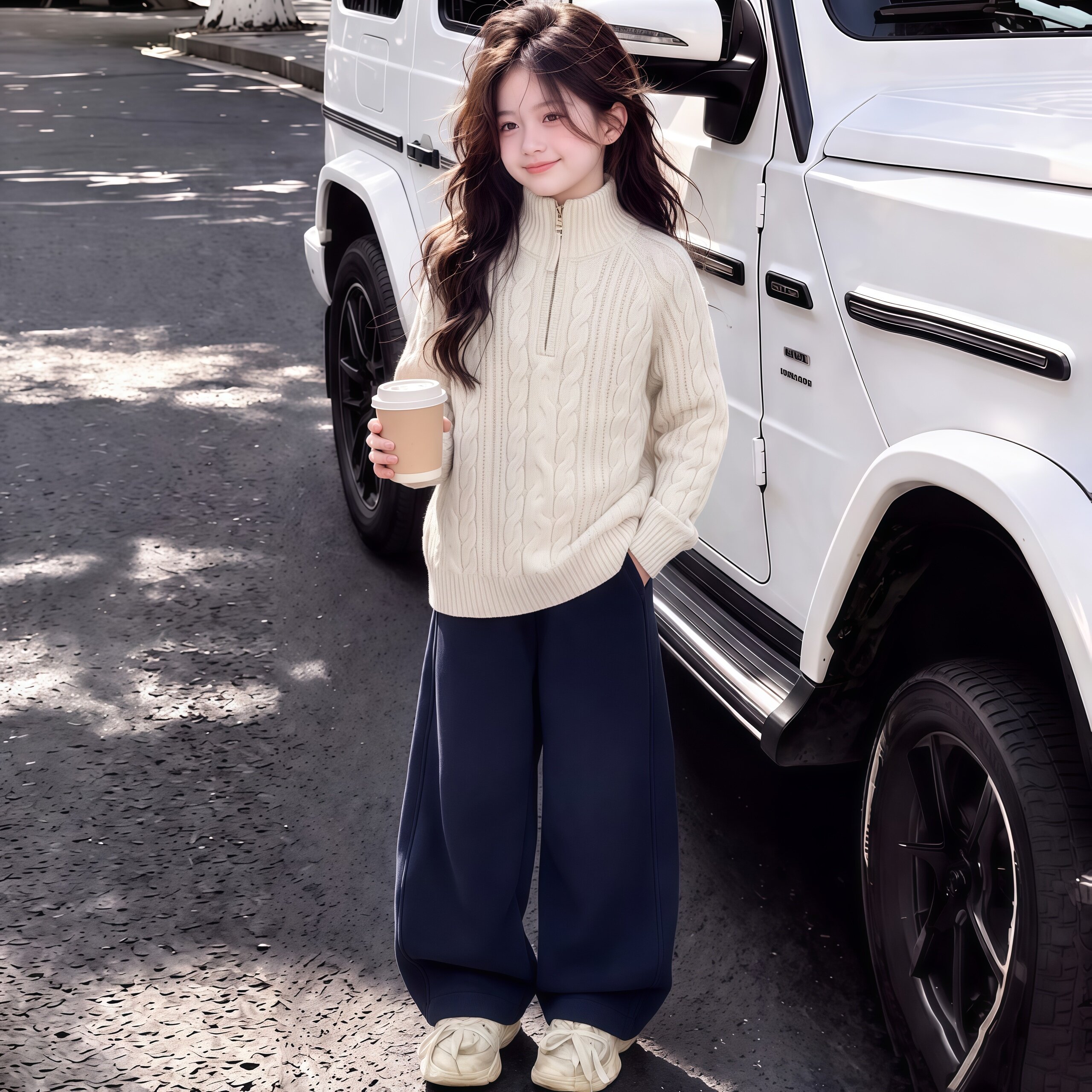 女童半高领毛衣秋冬2026新款中大童洋气针织衫加绒加厚女孩打底衫