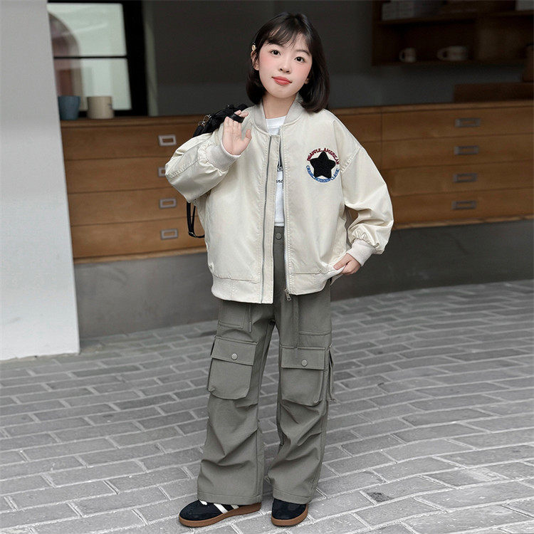 女童外套春装2026新款中大童洋气时髦棒球服女孩时尚休闲夹克上衣