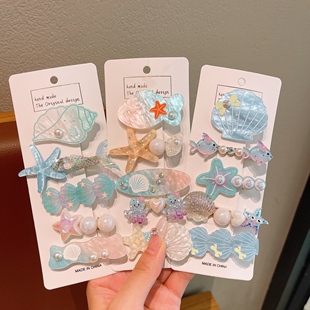 醋酸发卡儿童海星发夹海洋系列仙气女童珍珠贝壳百搭宝宝前额海豚