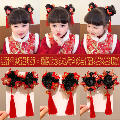 儿童中国风假发头花发圈