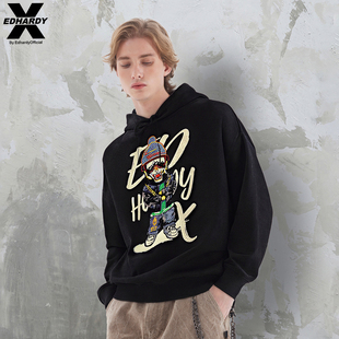 百搭简约大气黑色经典 时尚 X2025冬季 连帽卫衣上衣衣服潮 Hardy