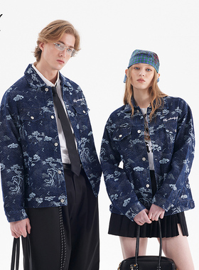 Ed Hardy X新款100%棉烫钻潮流男女同款牛仔夹克外套X1B3NV129331