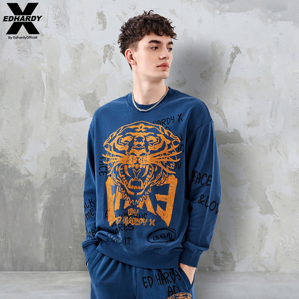 EdHardyX虎圆领头卫衣街头潮牌