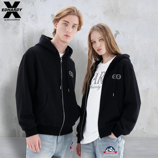 EDHARDY X2025春季新款潮流拉链开衫简约字母logo卫衣上衣外套潮