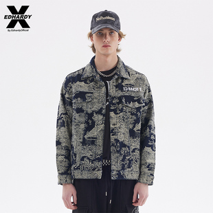 秋季 X2025新款 水洗满身印提花刺绣字母牛仔夹克外套上衣 Hardy