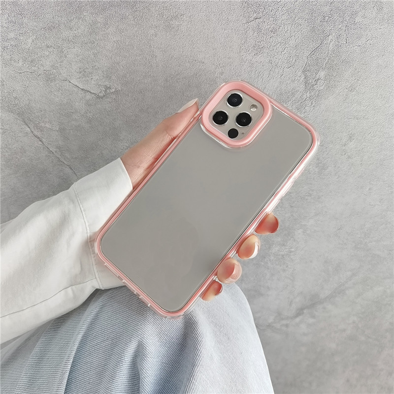 ins简约撞色边框适用iPhone12/11pro苹果13手机壳x/xs max三合一少女粉xr透明7plus软8P防摔6s新款se硅胶时尚