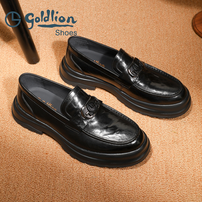 金利来皮鞋男商务套脚乐福鞋黑色