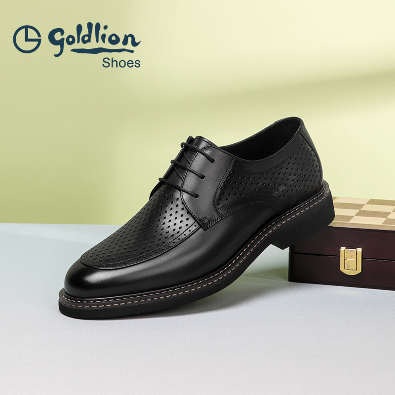 金利来夏季商务冲孔德比鞋男士