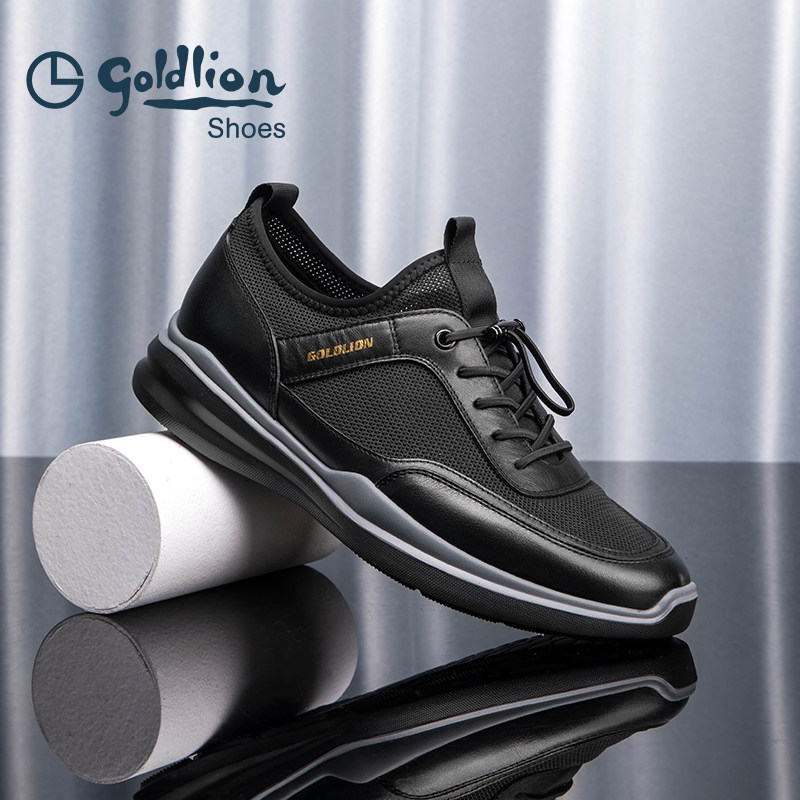 金利来男鞋2025夏季网布透气干爽休闲皮鞋男士耐磨松紧带运动办公,流行男鞋,休闲皮鞋,淘宝优惠券,粉丝福利购,淘宝优惠卷