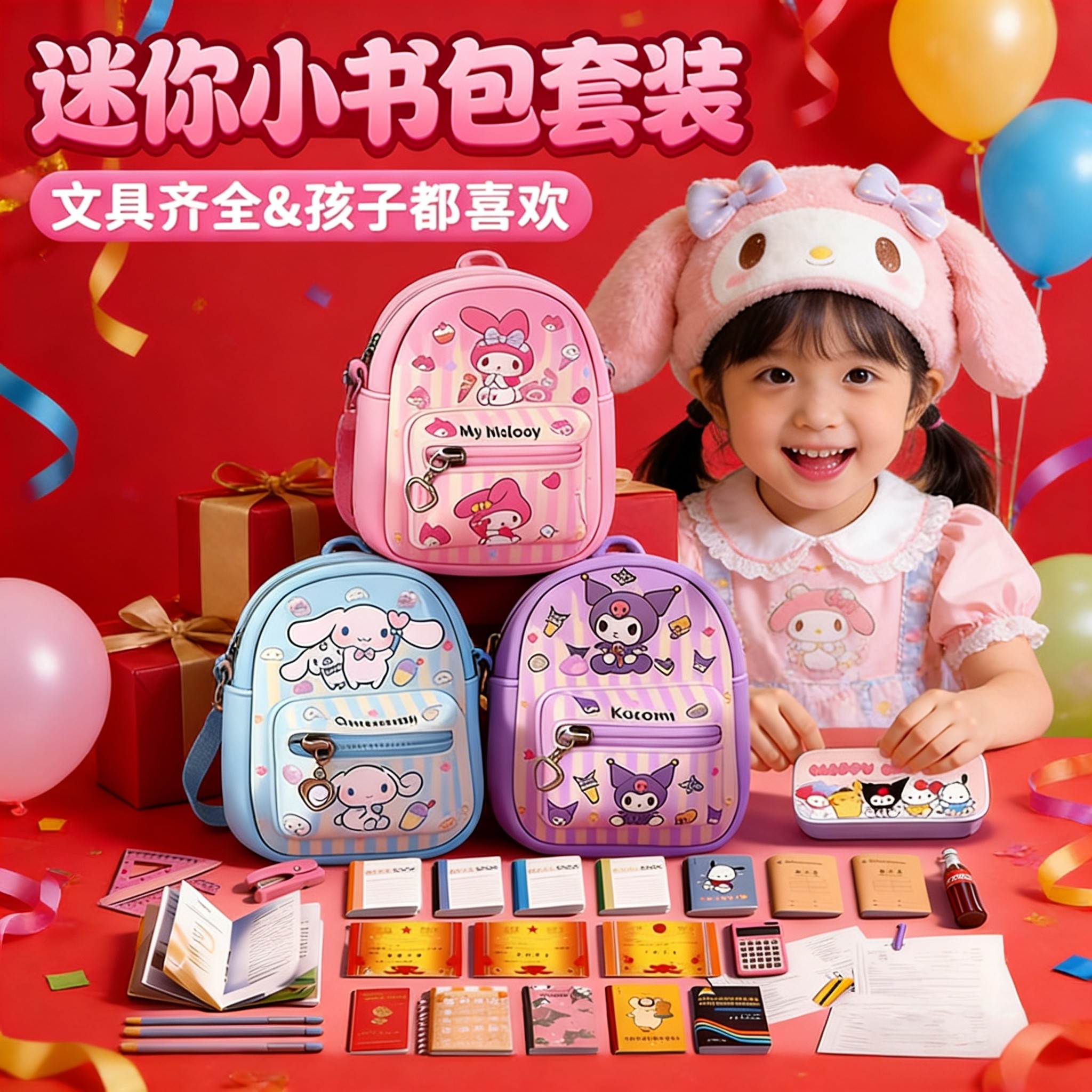 2026年新年迷你小书包套装女童生日礼物儿童女孩子过家家益智玩具,玩具/童车/益智/积木/模型,过家家玩具,淘宝优惠券,粉丝福利购,淘宝优惠卷