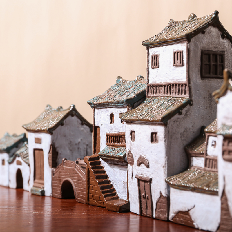 陶瓷摆件中式鱼缸假山装饰